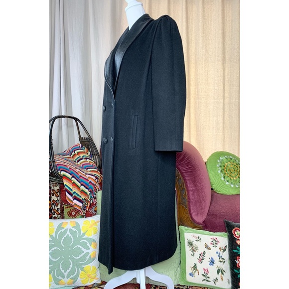 80s Wool Leather Trimmed Coat - Picture 2 of 10
